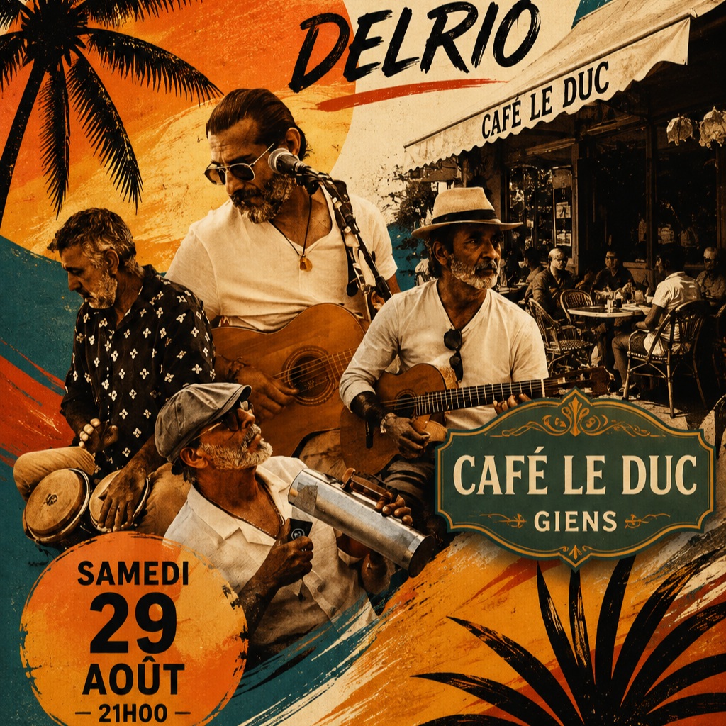 🔥🌴 ¡ CALIENTE CE SOIR À GIENS ! 🌴🔥
Dernier concert de la saison au Café Le Duc… et on termine avec DEL RIO en live ! 🎸🪇
☀️ Ambiance latina
🎶 Live music
🍹 Verres entre amis
💃 Et forcément… ça va danser !
📅 Ce samedi 29 août
🕘 21h
📍 Café Le Duc – Giens
🎟️ Entrée libre
🔥 Le dernier de la saison avant la rentrée !
📞 Réservation : 04 94 22 44 90 97
¡ Vamos a bailar ! 💃🕺
#Giens #CafeLeDuc #DelRio #LatinBeats #SoireeLatina #LiveMusic #PresquileDeGiens #Hyeres #Arbanie